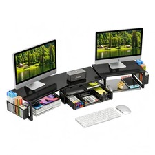 New Simple Trending Dual Monitor Stand Riser with Drawer and 2 Pen Holders, Desk picture