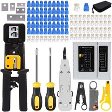LEATBUY RJ45 Crimping Tool Kit for CAT5 CAT6 Crimp, Professional Maintenacnce... picture
