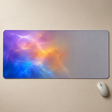 Neon Blue Purple Abstract Gaming Mouse Pad XXL Desk Mat 36x18 picture