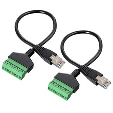 2 Packs RJ45 Breakout, RJ45 Male to 8 Pins Screw Terminal Connector Ethernet ... picture