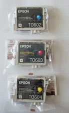 New Sealed 3pk Epson T0602 (Cyan), T0603 (Magenta) & T0604 (Yellow) Printer Ink picture