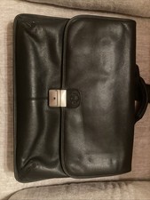 Black Leather Six Compartment Padded Laptop/Briefcase by Lion Leather Products picture