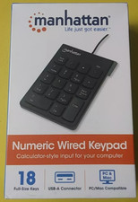 Manhattan External USB Wired Numeric Keypad Full Sized Keys Brand New picture