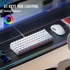 Wired RGB Keyboard 61-Key Membrane Gaming Keyboard for Windows PC Laptop White picture