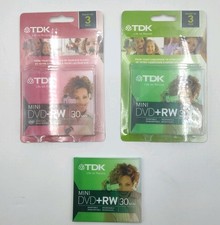 Set-7 TDK Mini DVD-RW 1-2x +RW 1-4x 30 Minutes Rewritable 1.4GB/GO B6.5ON3644 picture