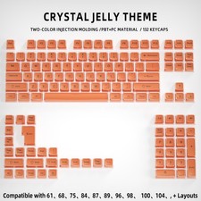 Crystal Jelly Keycap Set PC PBT Translucent Pink Side Print Custom Keycaps picture