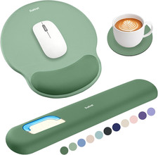 Mouse Pad and Keyboard Wrist Rest, Gel Mouse Pad Set, Dark Green picture