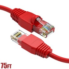 75FT Cat6A RJ45 Ethernet LAN Network Patch Cable UTP Copper Wire Gold 24AWG Red picture