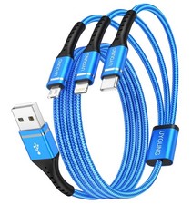 Multi Charging Cable 2Pack 6FT, 3 in 1 Charger Braided Blue  picture