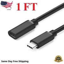 New 1 Feet Type C USB 3.1 Male to USB-C Female Extension Data Cable Cord Black picture