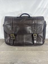Samsonite Brown Leather Laptop Bag Briefcase Messenger Shoulder Bag No Strap picture