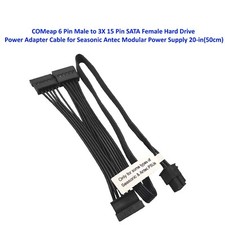 COMeap 6 Pin Male to 3X 15 Pin SATA Female Hard Drive Power Adapter Ca picture