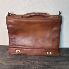 WILSON Leather Briefcase Messenger Flap Bag Laptop Computer Brown 4558 picture