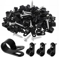 100 Pcs 1/2inch Rope Light Clips P-Style Black Cable Clamps Outside picture
