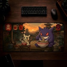 Ghost Type Gengar Mimikyu Ramen Desk Mat, Anime Gaming Mouse Pad picture