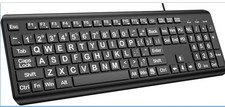 EDJO Large Print Computer Keyboard Wired USB Full Size Black picture