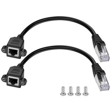 Ethernet Extender 2Pack RJ45 Male to Female Screw Panel Mount picture