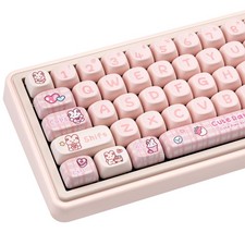 Cute Pink Keycaps Rabbit Theme MOA Profile PBT Keycap Set Keyboard picture