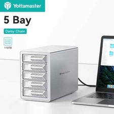 Yottamaster 5 Bay Type C Hard Drive Enclosure Daisy Chain For 2.5/3.5