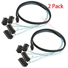 2 Pack High Speed Mini SAS 36P SFF-8087 to 4 SFF-8482 Connector Power Cable 3FT picture