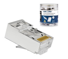 100-Pack Shielded RJ45 Cat6 Pass-Through Connectors, STP Crimp Modular Plugs picture