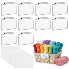 10 PCS 3.54x2.36 Inch Silver Metal Basket Bin Label Clips Holder White Paper picture