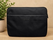 Levenger Laptop Sleeve Case Black 14” Nylon Padded Zip Work Business Bag picture