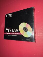 TDK CD-RW Rewritable Data CD's 1x-4x, 700MB 80 min 5 pack Factory sealed MUSIC picture