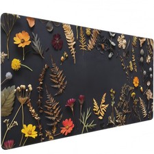 CONCISE Desk Mat Mouse Pad, Black Pressed Flower XL 35.4x15.7 picture
