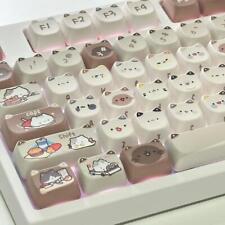 Cute Cat Keycaps PBT MAO Profile 61-108 Key Caps Japanese Sub For MX Keyboard; picture
