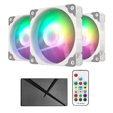 3 Pack White Frame 120mm ARGB & PWM LED PC Computer Case Cooling Fan Vetroo picture