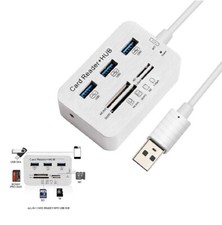 Aluminum 3 Port USB 3.0 Hub MS SD M2 TF Multi-In-1 Memory Card Reader Adapter US picture