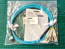 MOLEX QSFP MPO/MTP 8F to 4x LC Fiber Optic Breakout Cable, Multimode OM3 Aqua picture