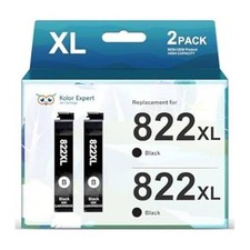 Kolor Expert 2 Pack Replacement for Epson 822XL Black Ink WorkForce Pro WF-3820 picture