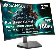 27 Inch Curved 160Hz Gaming Monitor, 1500R Curved Computer Gaming Monitor FHD 10 picture