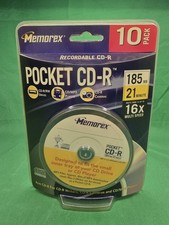 Memorex Pocket CD-R 10 Pack 185MB 21 Min 16x 8cm Mini CD-R NEW SEALED Vintage picture