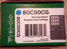 GENUINE SEALED LEXMARK 80C00CG CYAN TONER CX310 CX410 CX510 (800CG ) - DAMAGE picture