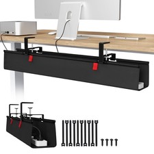 No Drill Under Desk Cable Management Tray - 36 Inch Organizer for Cables & Wires picture