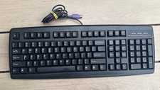 Vintage AOpen Wired PS/2 Keyboard Black (Model 90.00029.588) - Tested Working picture