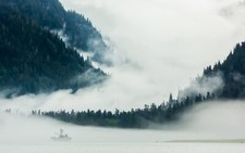 Landscape photography nature mountains mist forest lake Custom Gaming Mat Desk picture