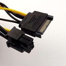 10x SATA 15 Pin Male to 6 Pin PCI-Express PCI-E Card Power Supply Adapter Cable picture