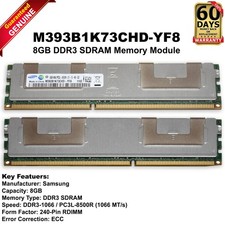 Samsung M393B1K73CHD-YF8 64GB 8x8GB DDR3-1066MHz PC3L-8500R Memory Ram FDN6D picture