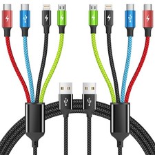 4 in 1 Multi Charging Cable, 2 Pack 5FT 2Pack 5FT, Black_Red_Blue_Green picture