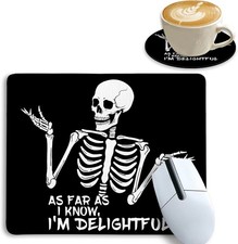 Funny Skull Square Mouse Pad for Desk, Skeleton Mousepad for Laptop, Stitched E picture