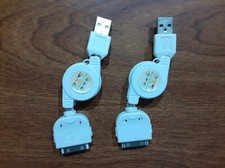 NEW 2 PCS WHITE RETRACTABLE USB CABLE DATA SYNC POWER CORD CHARGER WIRE picture
