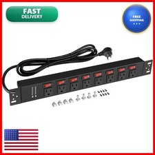 Jgstkcity Rack Mount PDU 8 Outlet Surge Protector Individual Switches 1.5U 15A picture