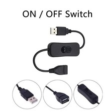 2pcs USB Extension Cable with ON/Off Switch Extension Cords Adapter Black picture