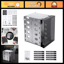 5.25in to 5x 3.5in Hard Drive Cage Rack - Galvanized Steel & ABS with Fan Space picture