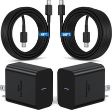 2 Pack 45W Super Fast Charger Type C 6/10 ft USB C Wall Android Phone Cable Cord picture