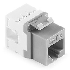 NavePoint 180 Degree Cat6 Keystone Jack, RJ45 Ethernet, Type 110 Gray, 25-Pack picture